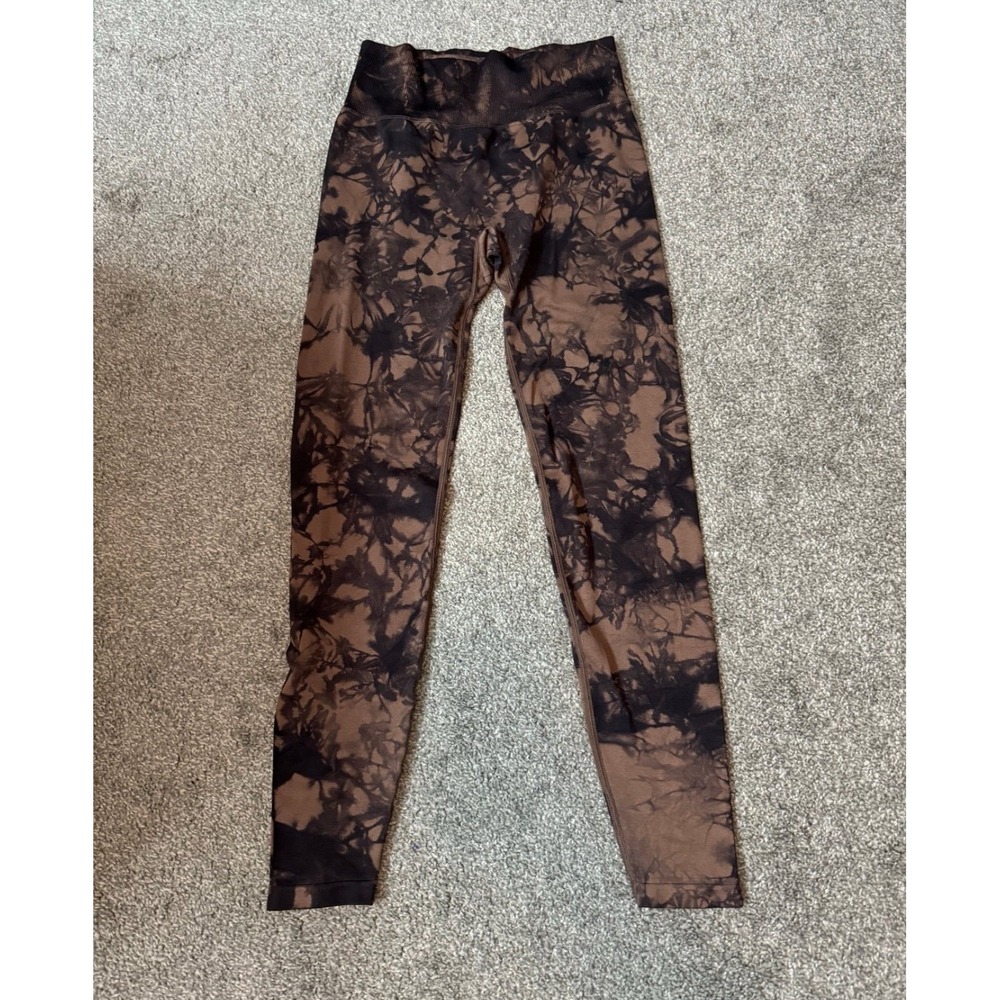 PINK Victoria's Secret Active Leggings Brown Tie Dye Gym Pants Small
